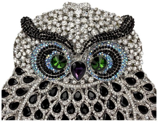 Owl-shaped Evening Clutch Bag with Luxury Crystals and Chain - Image 11