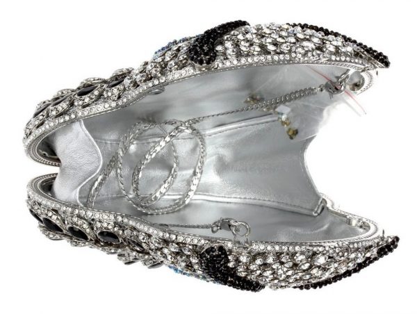 Owl-shaped Evening Clutch Bag with Luxury Crystals and Chain - Image 12