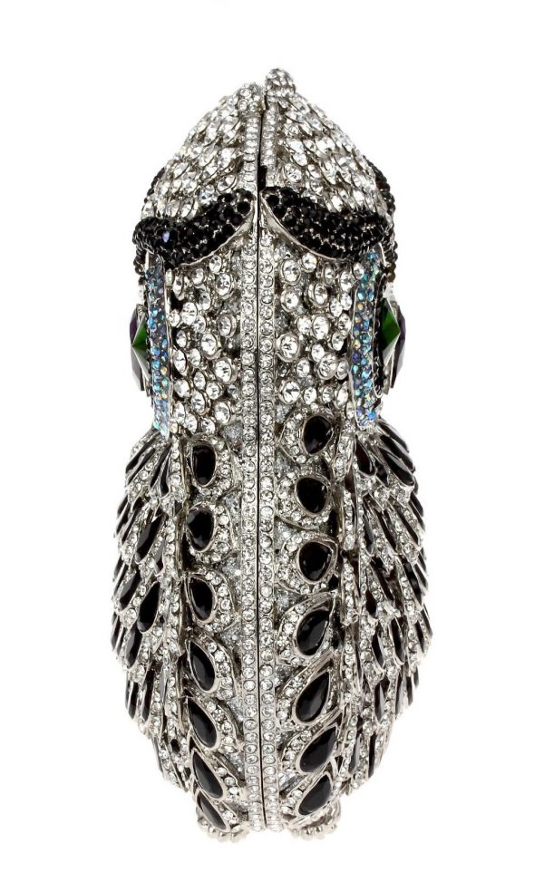 Owl-shaped Evening Clutch Bag with Luxury Crystals and Chain - Image 4