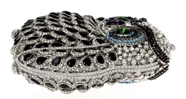 Owl-shaped Evening Clutch Bag with Luxury Crystals and Chain - Image 5