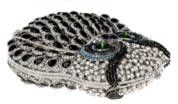 Owl-shaped Evening Clutch Bag with Luxury Crystals and Chain - Image 6