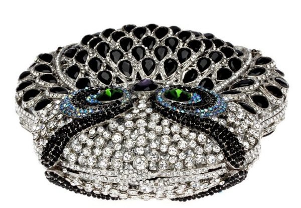 Owl-shaped Evening Clutch Bag with Luxury Crystals and Chain - Image 7