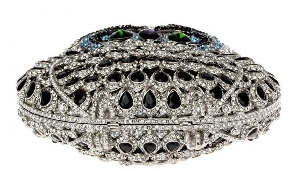 Owl-shaped Evening Clutch Bag with Luxury Crystals and Chain - Image 8