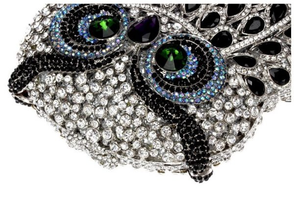 Owl-shaped Evening Clutch Bag with Luxury Crystals and Chain - Image 10