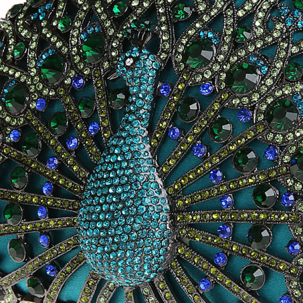Luxury Peacock Ladies Clutch Evening Bag for Wedding with Colorful Crystals - Image 4