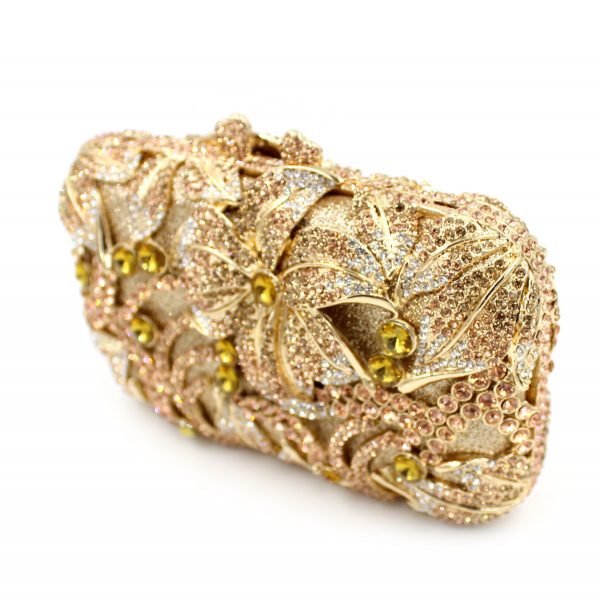 European and American Style Lady Small Clutch Bag Flower Patterns with Multicolored Crystals - Image 6