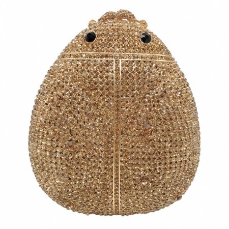 Special Beetle-Shaped Clutch Bag with Red Black Diamonds Two Green Crystal Eyes