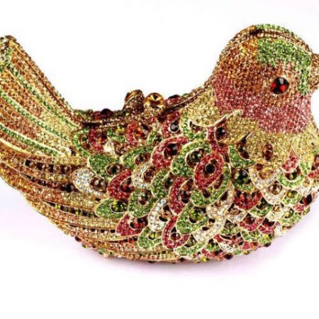 Cute Bird-Shaped Evening Bag Rhinestones Deco Golden Chain 15 Styles