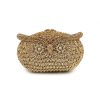 Golden Owl-shaped Crystal Evening Clutch Bag with Chain