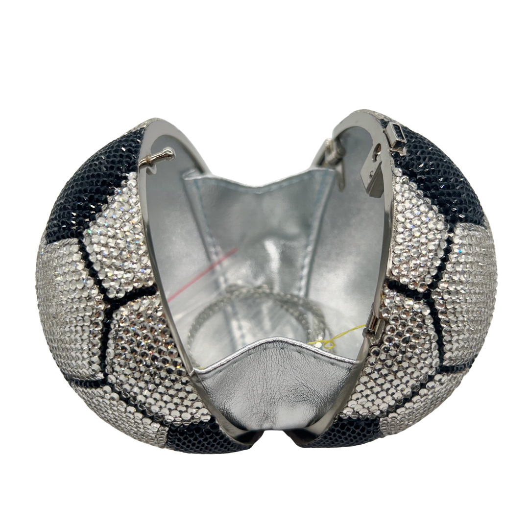 Bling Ball Diamond Evening Bag Black and White - Image 6