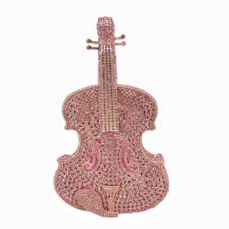 Pink Violin-shaped Crystal Bag