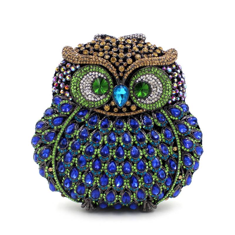 blue owl-shaped crystal bag