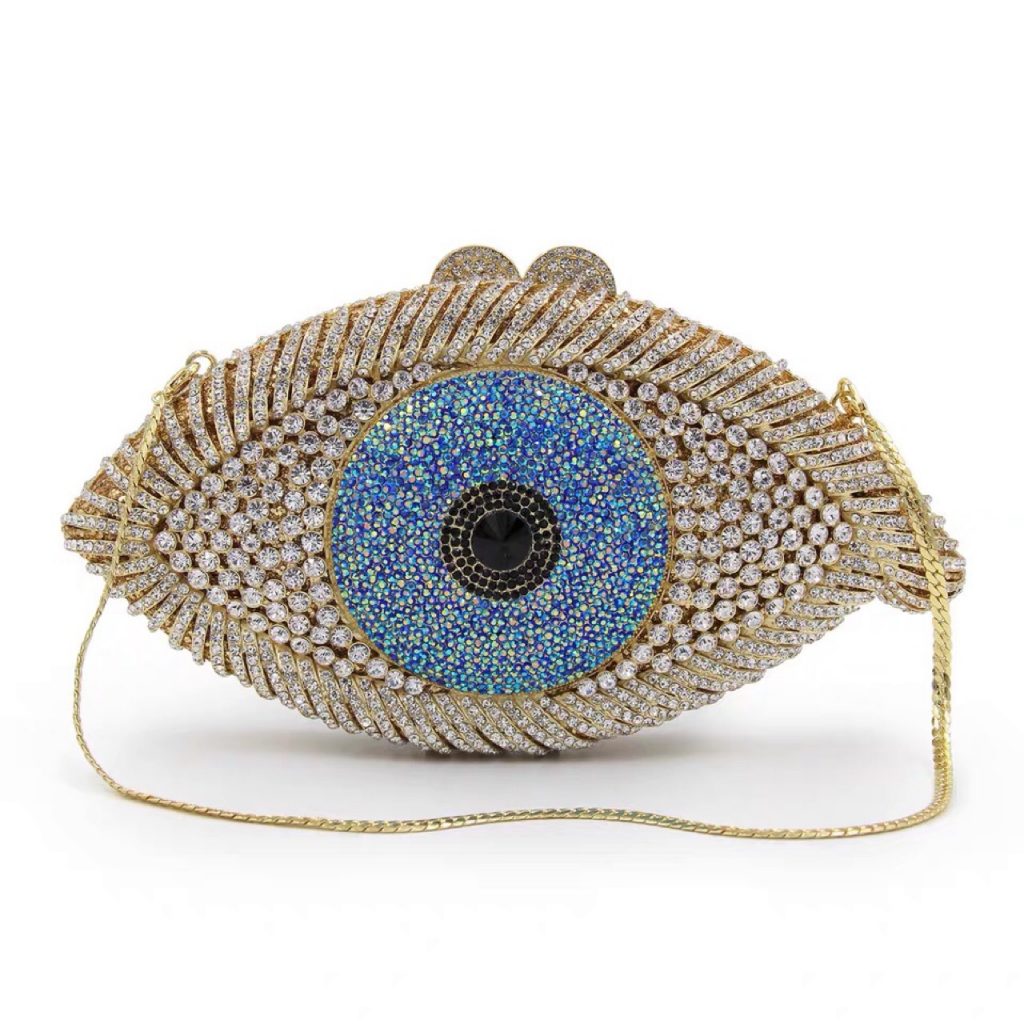 eye-shaped crystal clutch