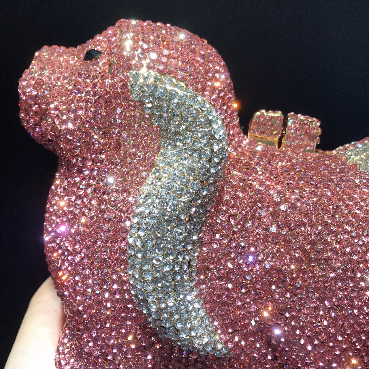 Animal-Inspired Crystal Dog Evening Clutch Bag for Cocktail and Party Looks - Image 3