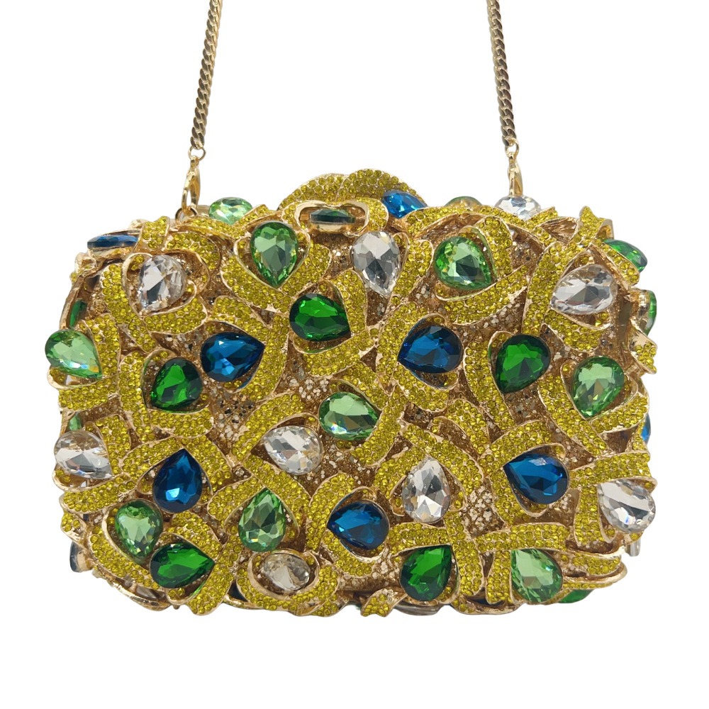 Luxury Teardrop Gemstone and Crystal Evening Clutch Bag for Cocktail Party - Image 2