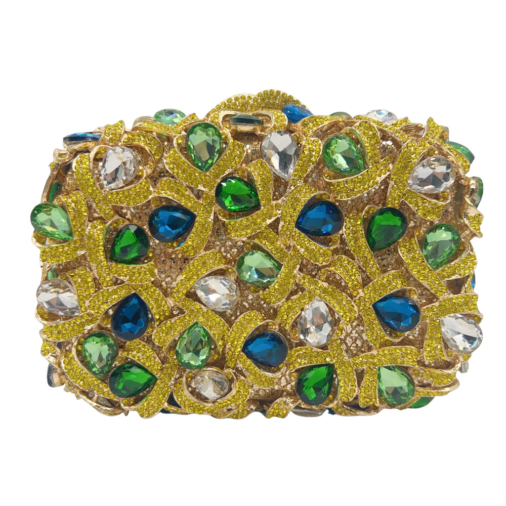 Luxury Teardrop Gemstone and Crystal Evening Clutch Bag for Cocktail Party - Image 3