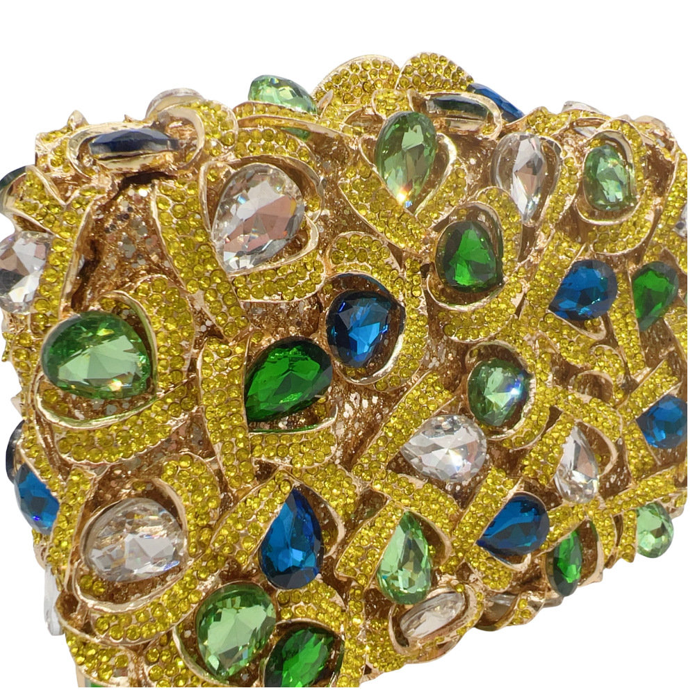 Luxury Teardrop Gemstone and Crystal Evening Clutch Bag for Cocktail Party - Image 4