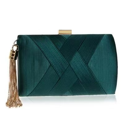 green silk prom clutch