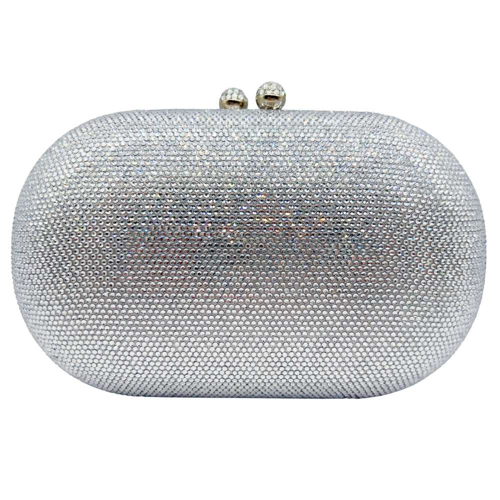 silver prom night clutch bag