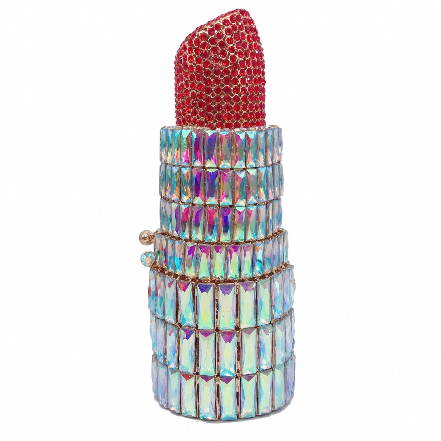 lipstick crystal clutch
