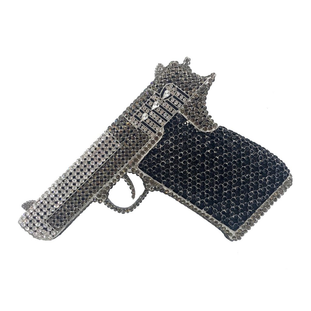 black silver gun-shaped clutch
