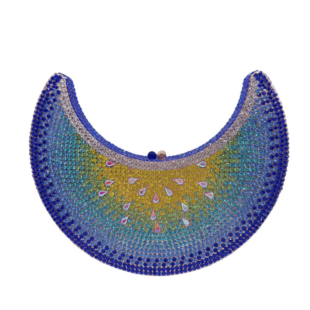 Moon-shaped Crystal Evening Clutch