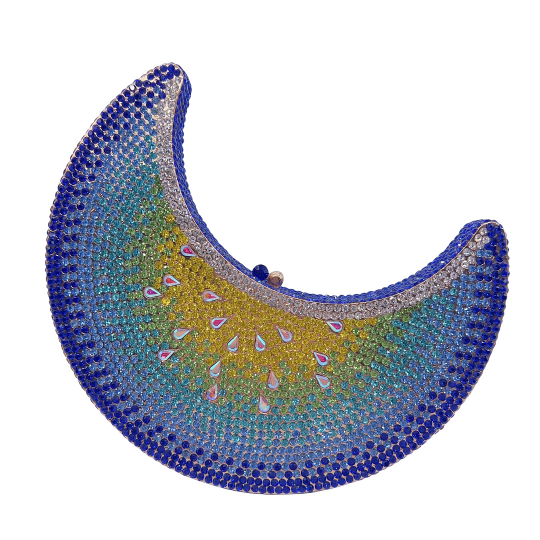 Moon-shaped Watermelon Crystal Evening Clutch for Red Carpet - Image 6