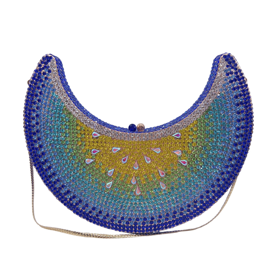 Moon-shaped Watermelon Crystal Evening Clutch for Red Carpet - Image 7