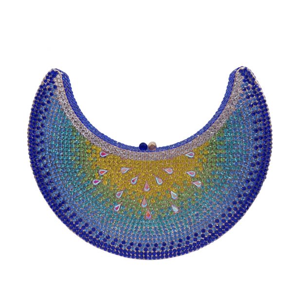 Moon-shaped Crystal Evening Clutch