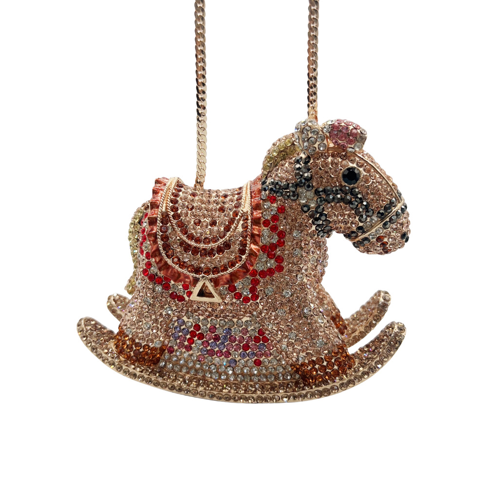 Rocking Horse Crystal Evening Bag with Chain - Image 2