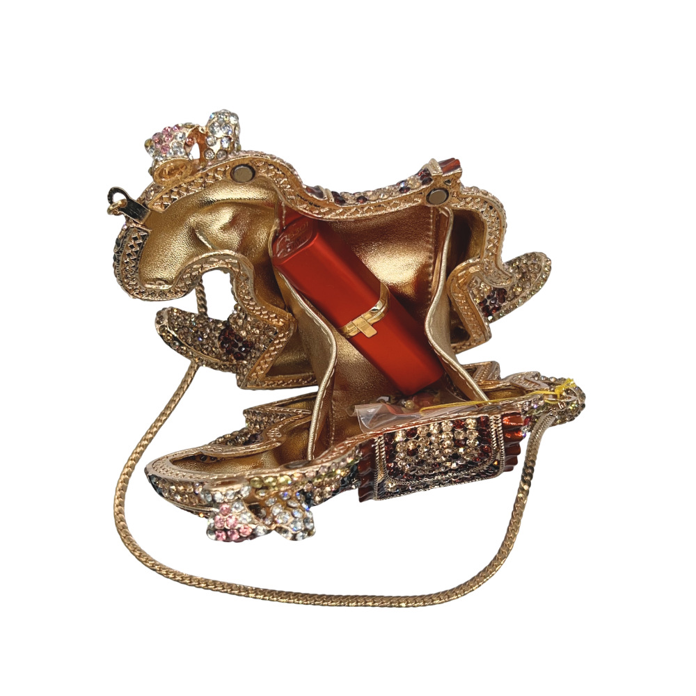 Rocking Horse Crystal Evening Bag with Chain - Image 6