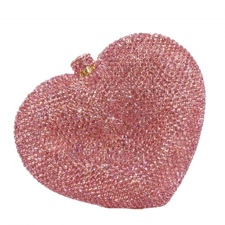 pink heart crystal clutch